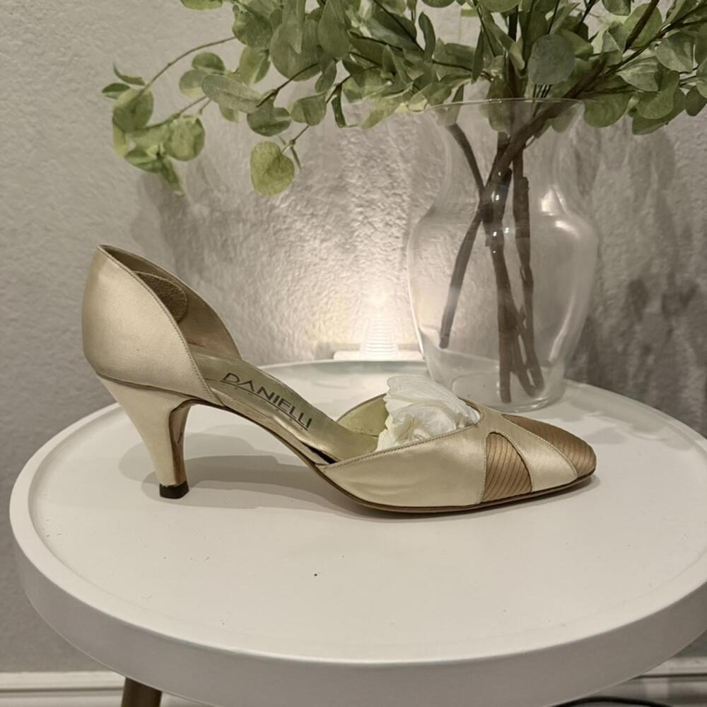 Rafael For Danielli RARE Vintage Satin Shoes 50s Champagne Womens 8.5 Excellent